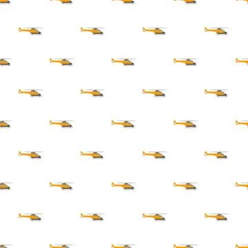 Yellow helicopter pattern on white background seamless texture Illustrazione stock