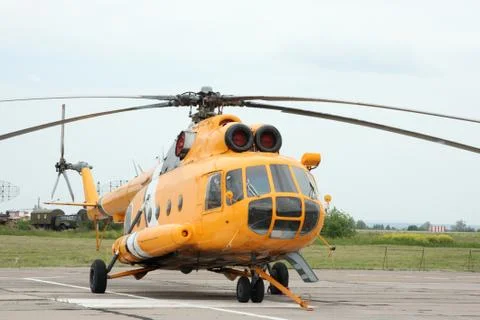 The yellow helicopter Stock Photos