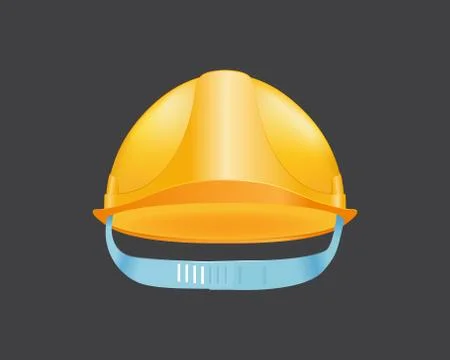 Yellow helmet safety construction hat builder protect headgear worker equipment Stock Illustration