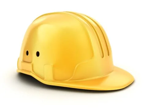 Yellow helmet worker on white background. 3d illustration Stock-Illustration