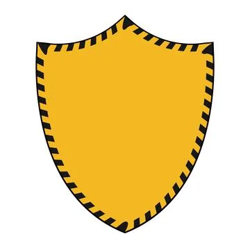 Yellow heraldic shield emblem template with striped protective border 库存插图
