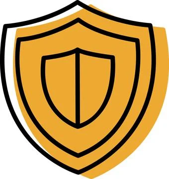 Yellow heraldic shield with inner border Illustrazione stock