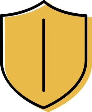 Yellow heraldic shield with vertical line Stock Illustration