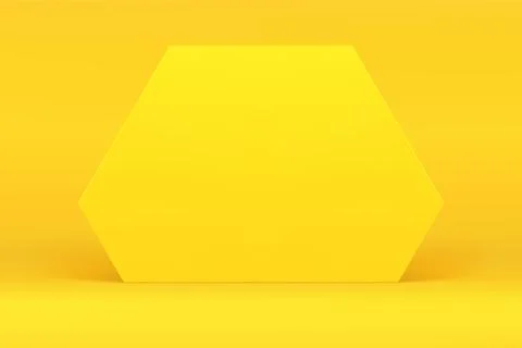 Yellow hexagonal 3d wall promo studio background for product presentation sho Stock Illustration