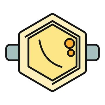 Yellow hexagonal abstract logo with connection points Stock Illustration