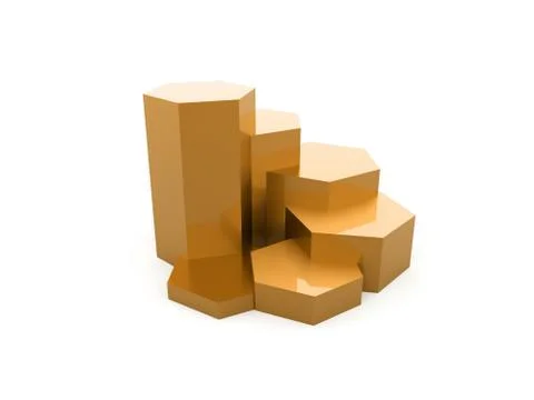 Yellow hexagonal graph rendered isolated on white background Stock Illustration