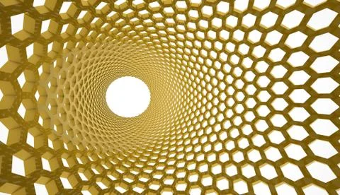 Yellow hexagonal mesh background on white Stock Illustration