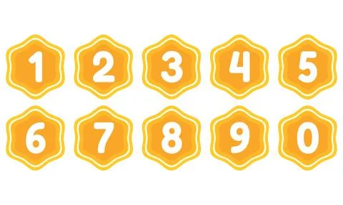 Yellow Hexagonal Number Badges Set Flat Design For Sales Promotion And Coun.. 스톡 일러스트