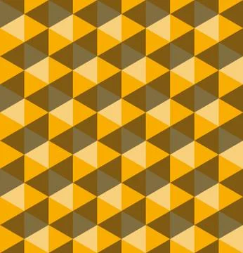 Yellow hexagonal pyramids. Seamless vector pattern background. 3D relief Stock Illustration
