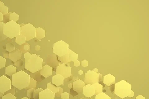 Yellow hexagons of random size on yellow background Stock Illustration