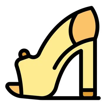 Yellow high heel platform peep toe sandal shoe fashion icon Stock Illustration