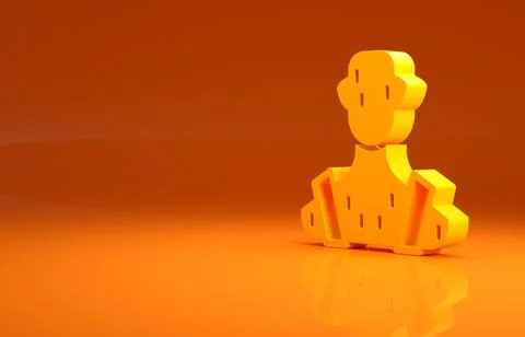 Yellow High human body temperature or get fever icon isolated on orange Stock Illustration