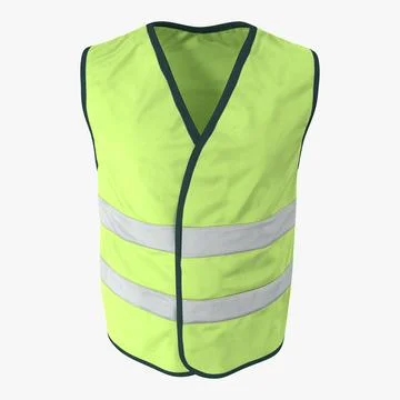 Yellow High Visibility Safety Jacket 3D Model