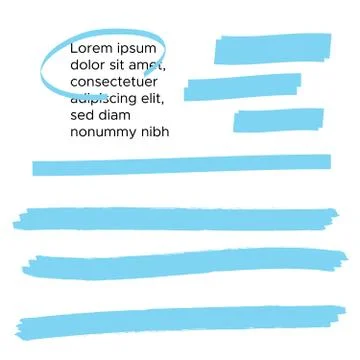 Yellow highlight marker lines. Brush pen underline. Yellow watercolor hand dr Stock Illustration