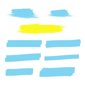 Yellow highlight marker lines. Highlighter strokes vector. Marker marks Stock Illustration
