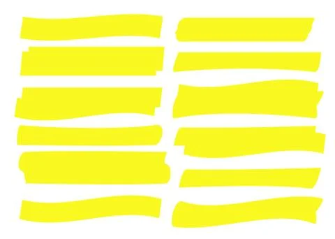 Yellow highlight marker lines. Highlighter strokes and drawing design. Stock Illustration