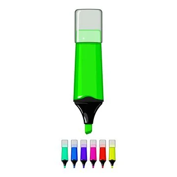 Yellow highlighter cartoon vector graphic sign color Stock Illustration