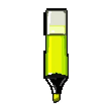 Yellow highlighter pixel art vector illustration sign color Stock Illustration