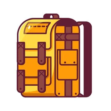Yellow Hiking Backpack Icon Stock Illustration