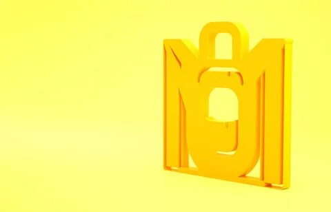 Yellow Hiking backpack icon isolated on yellow background. Camping and mounta Stock Illustration