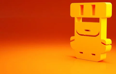 Yellow Hiking backpack icon isolated on orange background. Camping and mounta Illustrazione stock
