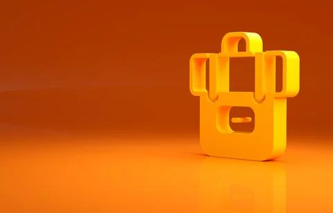 Yellow Hiking backpack icon isolated on orange background. Camping and mountain Stock Illustration