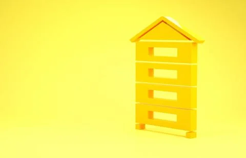 Yellow Hive for bees icon isolated on yellow background. Beehive symbol. Apia Illustrazione stock