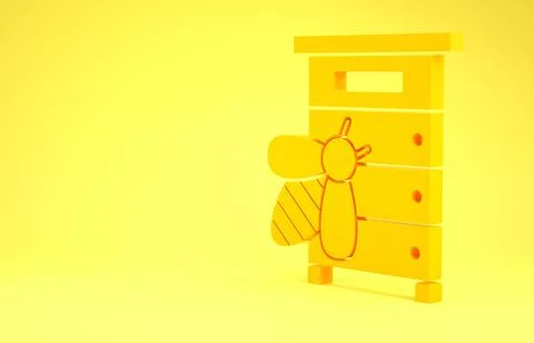 Yellow Hive for bees icon isolated on yellow background. Beehive symbol. Apia Illustrazione stock