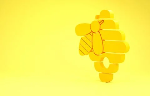 Yellow Hive for bees icon isolated on yellow background. Beehive symbol. Apia Illustrazione stock