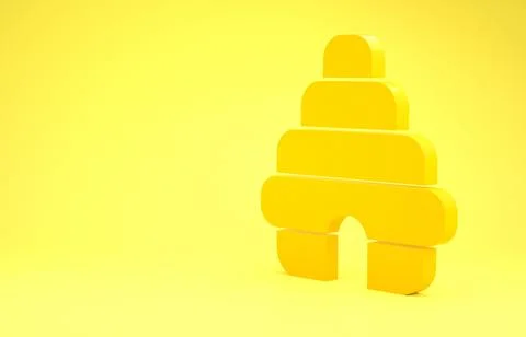 Yellow Hive for bees icon isolated on yellow background. Beehive symbol. Apia Illustrazione stock
