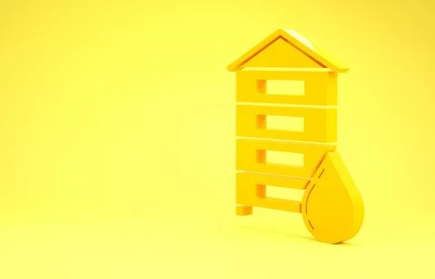 Yellow Hive for bees icon isolated on yellow background. Beehive symbol. Apia Illustrazione stock