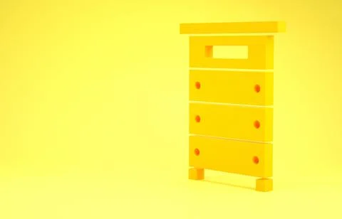 Yellow Hive for bees icon isolated on yellow background. Beehive symbol. Apia Illustrazione stock