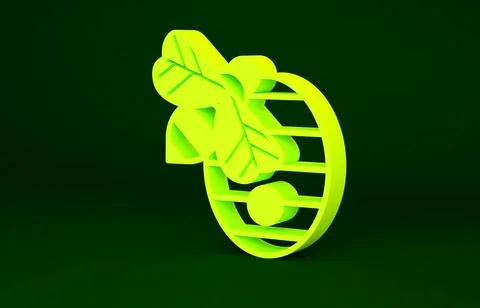 Yellow Hive for bees icon isolated on green background. Beehive symbol. Apiary Illustrazione stock