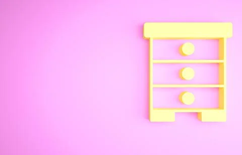 Yellow Hive for bees icon isolated on pink background. Beehive symbol. Apiary Illustrazione stock