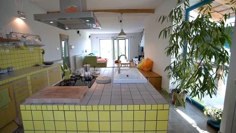 Yellow home Kitchen Stock Footage 111007872