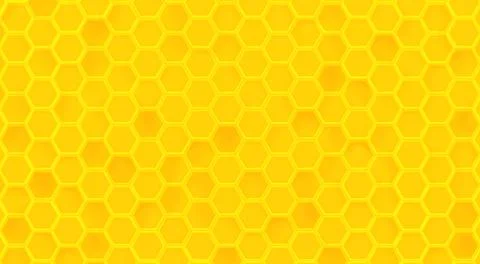 Yellow Honeycomb Hexagons Texture With Shadow in the Studio. 3D Render. Illustrazione stock