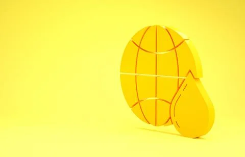 Yellow Honeycomb map of the world icon isolated on yellow background. World b Illustrazione stock