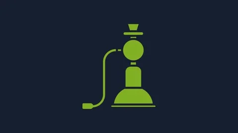 Yellow Hookah icon isolated on blue background. 4K Video motion graphic Stock Footage 232033911