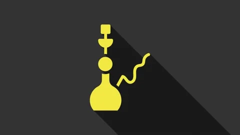 Yellow Hookah icon isolated on grey background. 4K Video motion graphic Stock Footage 147705635