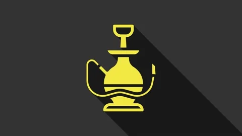 Yellow Hookah icon isolated on grey background. 4K Video motion graphic Stock Footage 155147104