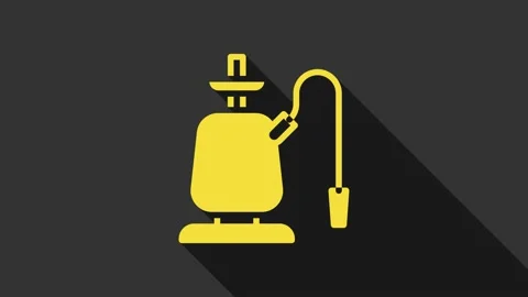 Yellow Hookah icon isolated on grey background. 4K Video motion graphic Stock Footage 156434037