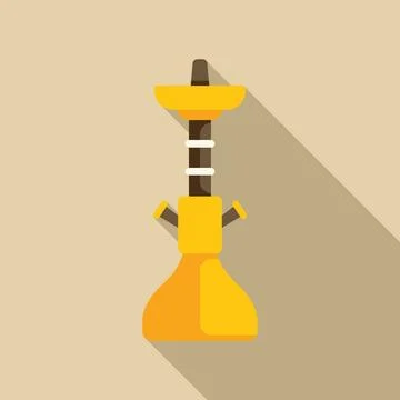Yellow hookah standing on beige background with long shadow Stock Illustration