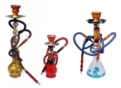 Yellow hookah on the white background Stock Photos