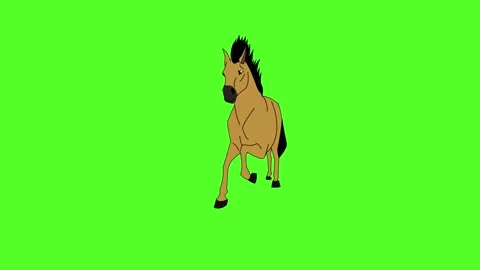 Yellow Horse Running cycle Front view Green Screen Stock Footage 305724903
