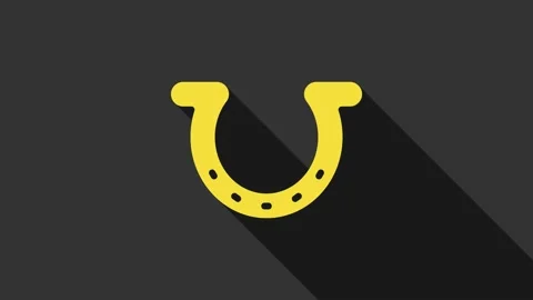 Yellow Horseshoe icon isolated on grey background. 4K Video motion graphic Stock Footage 159337397