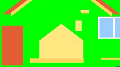 Yellow house is assembled like construction kit. Parts of the house Stock Footage 271468104