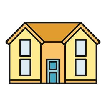 Yellow house building icon representing home ownership Ilustración de archivo