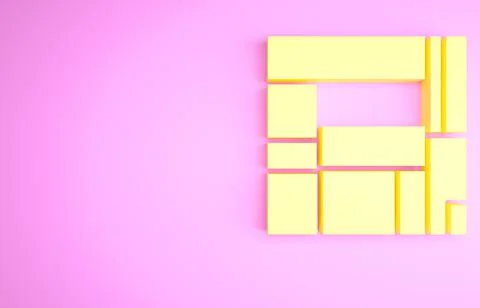 Yellow House Edificio Mirador icon isolated on pink background. Mirador socia Illustration