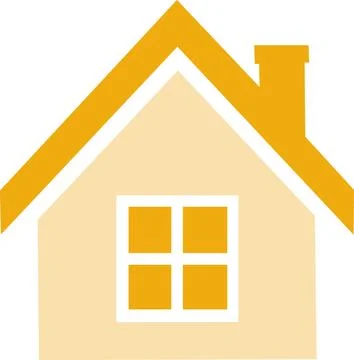 Yellow house icon with square window symbol Stock Illustration