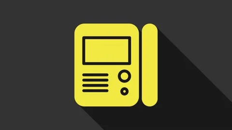 Yellow House intercom system icon isolated on grey background. 4K Video motion Stock Footage 147698796